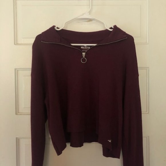 Burgundy Hollister cropped long-sleeved shirt - Picture 2 of 4